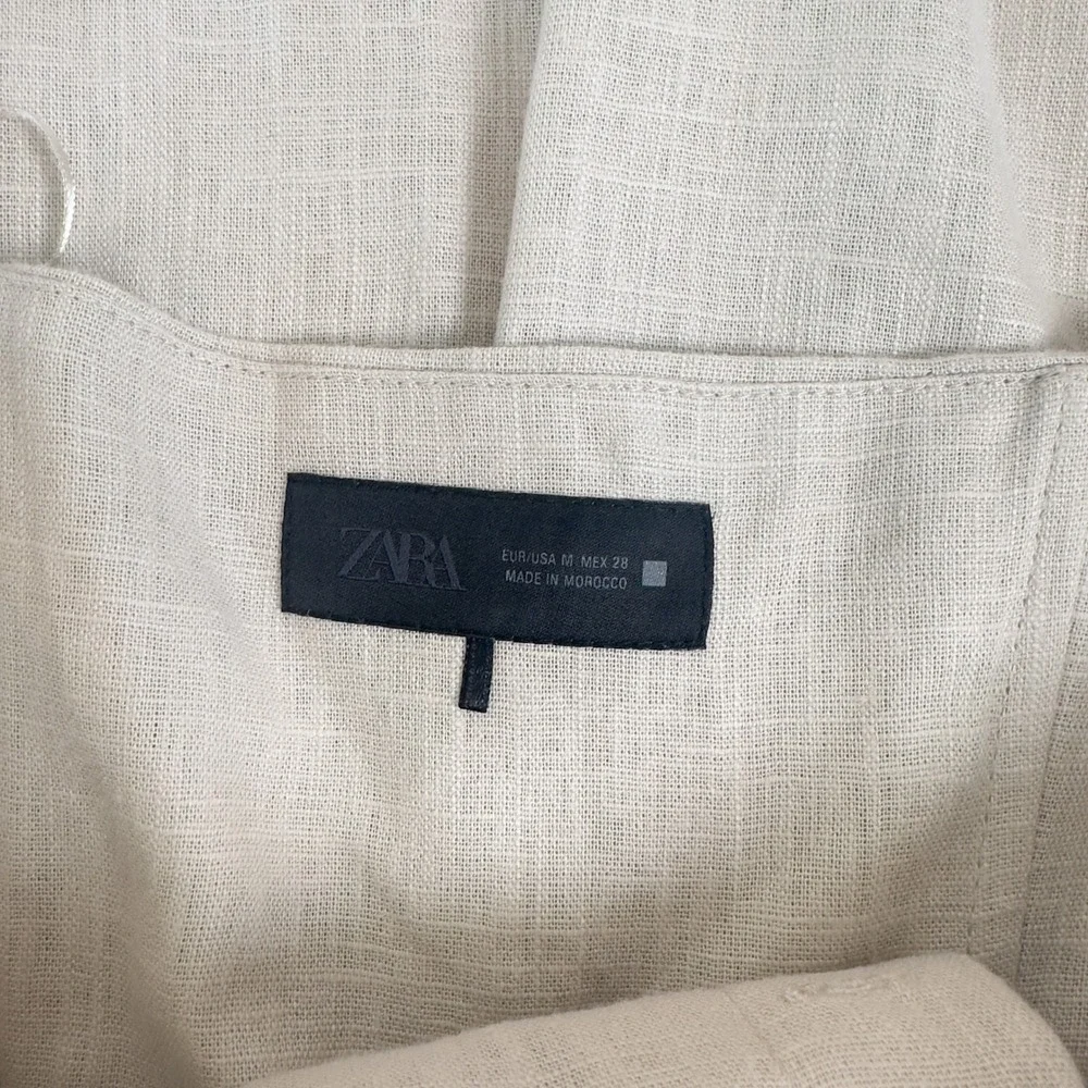 ZARA Linen-Blend Halter Jumpsuit – Neutral Wide Leg,‎ Size M